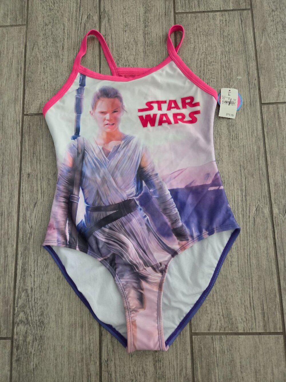 Star Wars Rey Girls One Piece Swimsuit Pink UPF 50+ Size Large 10/12 NWT